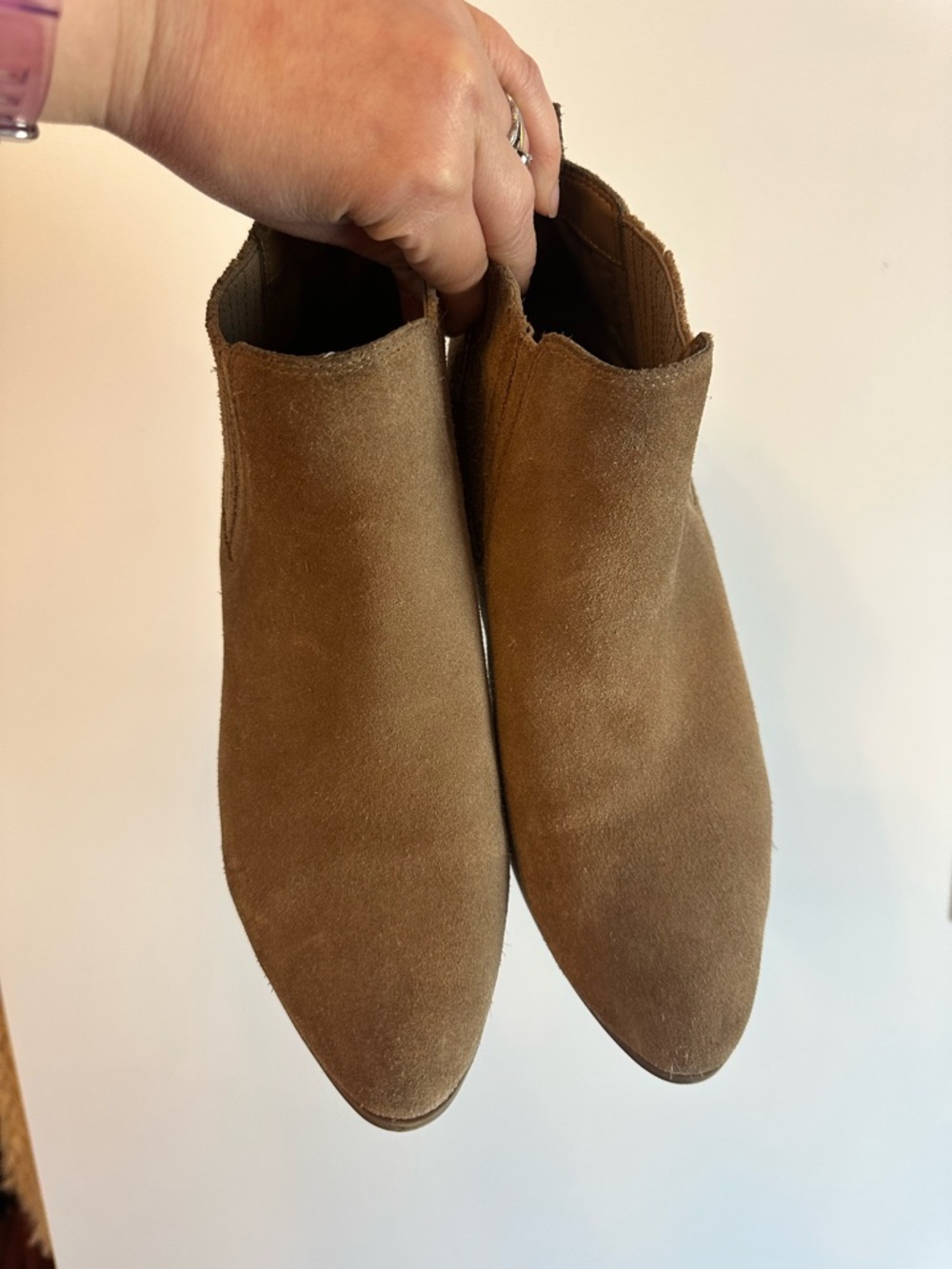 Womens Suede Ankle Bootie in Tan - Picture 2 of 5